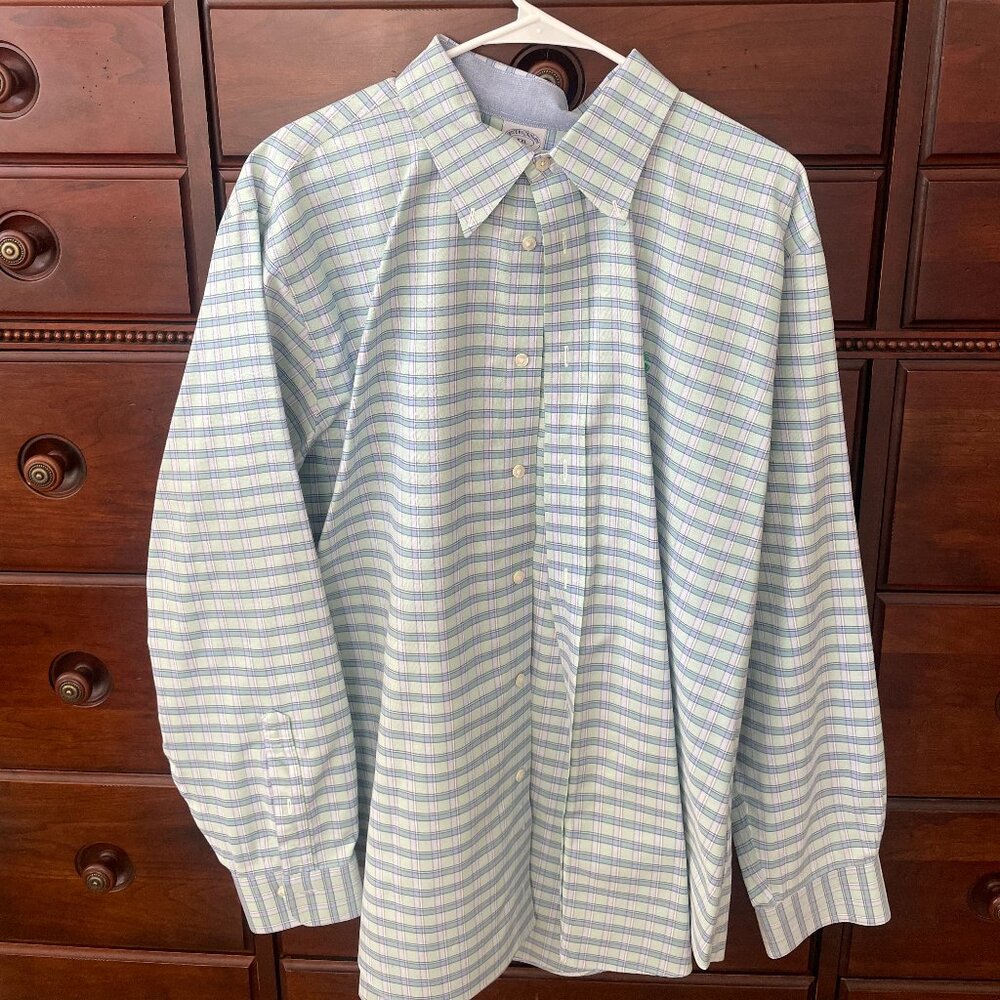 Brooks Brothers Blue and Green Plaid Button-Up